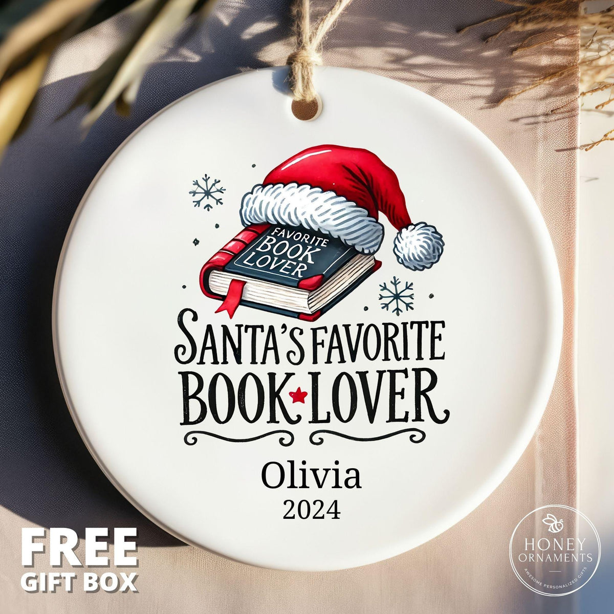 Book Lover Gift for Women, Bookworm Gifts for Kids, Bookish Gifts Box, Book Worm Gift for Her, Personalized Gift for Reader Gifts Ornament
