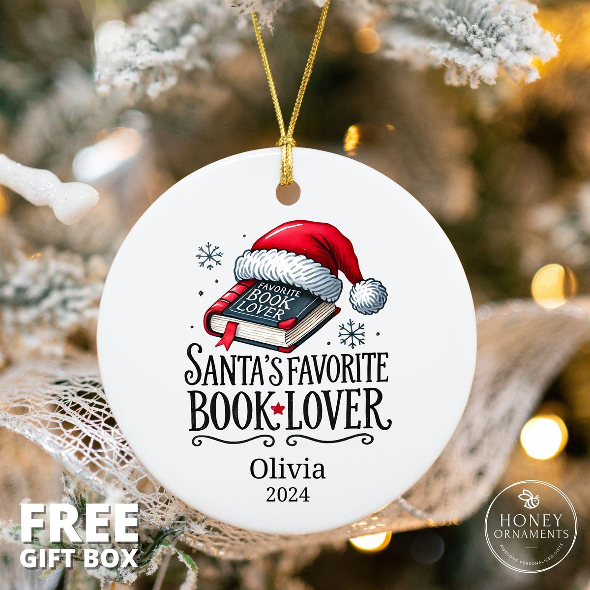 Book Lover Gift for Women, Bookworm Gifts for Kids, Bookish Gifts Box, Book Worm Gift for Her, Personalized Gift for Reader Gifts Ornament
