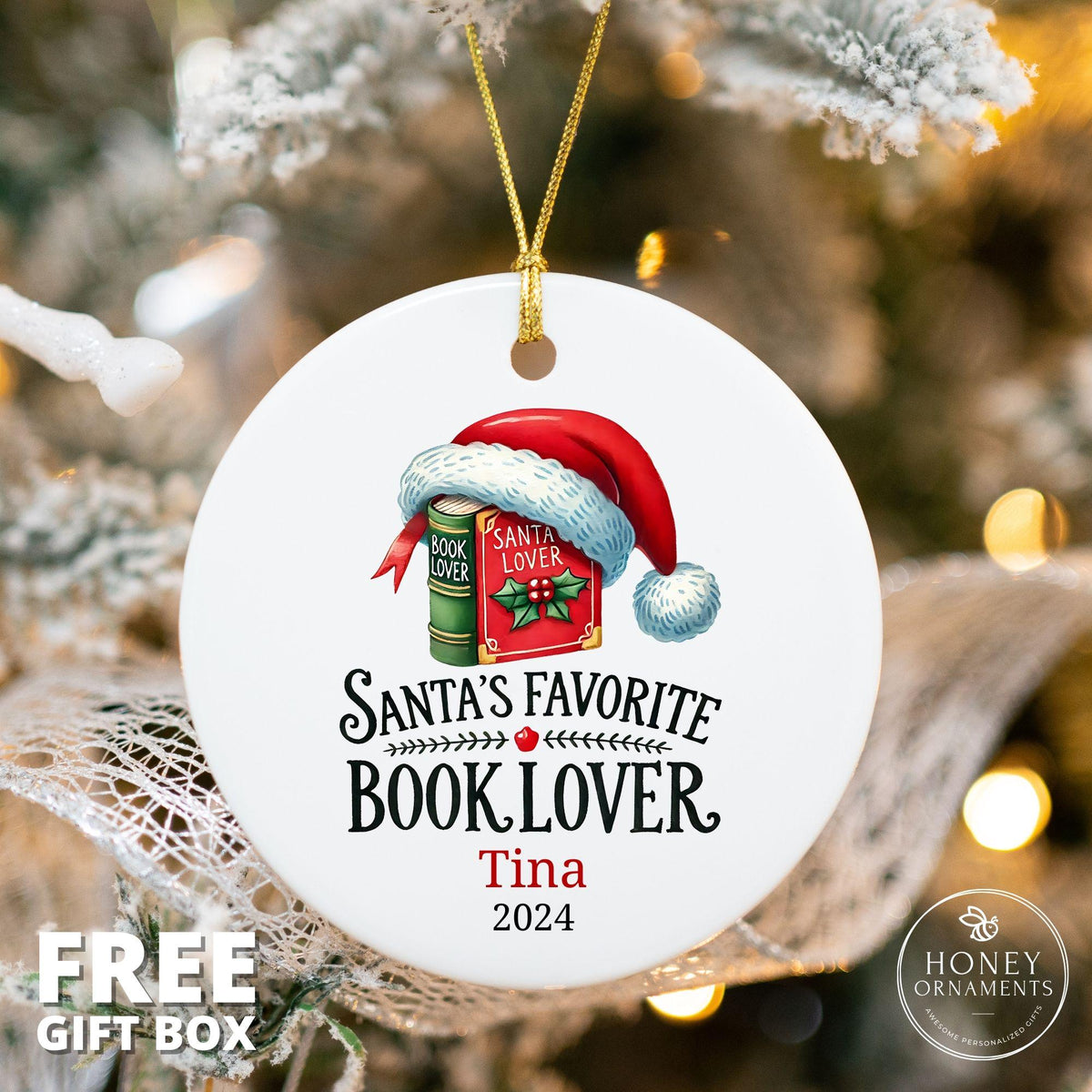 Book Worm Gift for Her, Book Lover Gift for Women, Bookworm Gifts for Kids, Bookish Gifts Box, Personalized Gift for Reader Gifts, Ornament