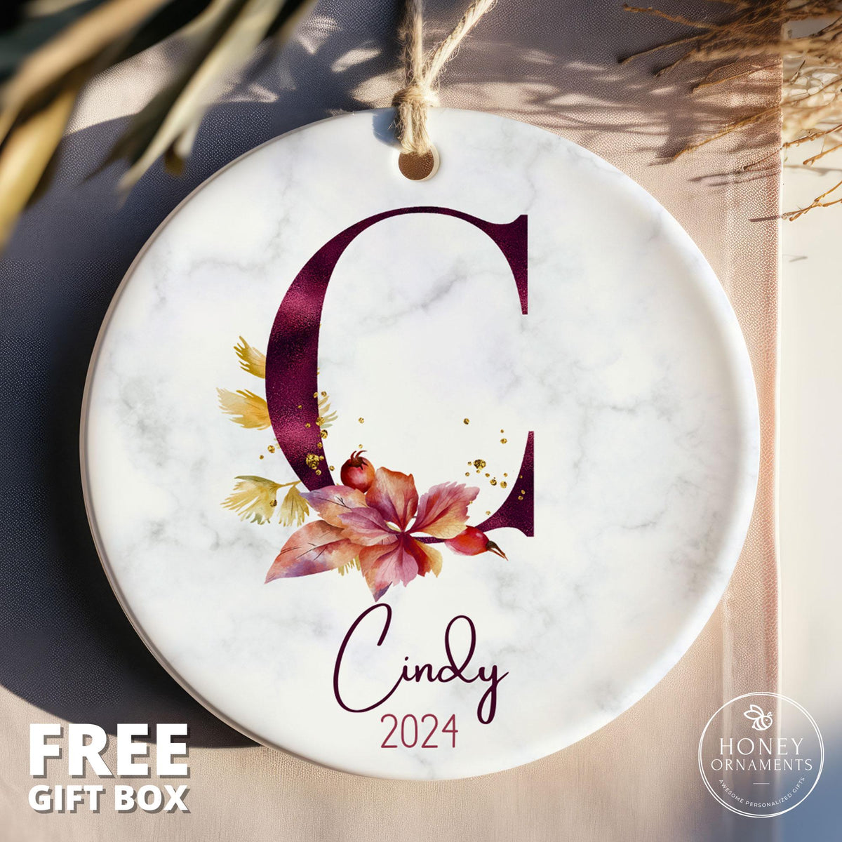 Personalized Initial Ornament 2026, Custom Monogram Christmas Ornament, Family Name Ornament, Personalized Letter Ornament, Holiday Keepsake