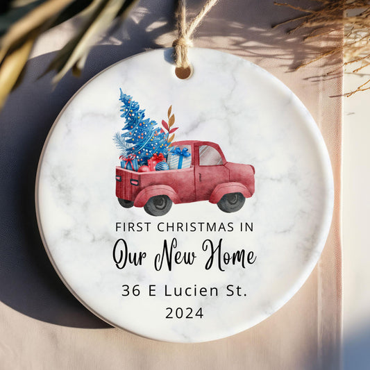 Personalized New Home Ornament 2026, First Christmas in New Home Ornament – Housewarming Gift – Custom Address Ornament – New Homeowner Gift