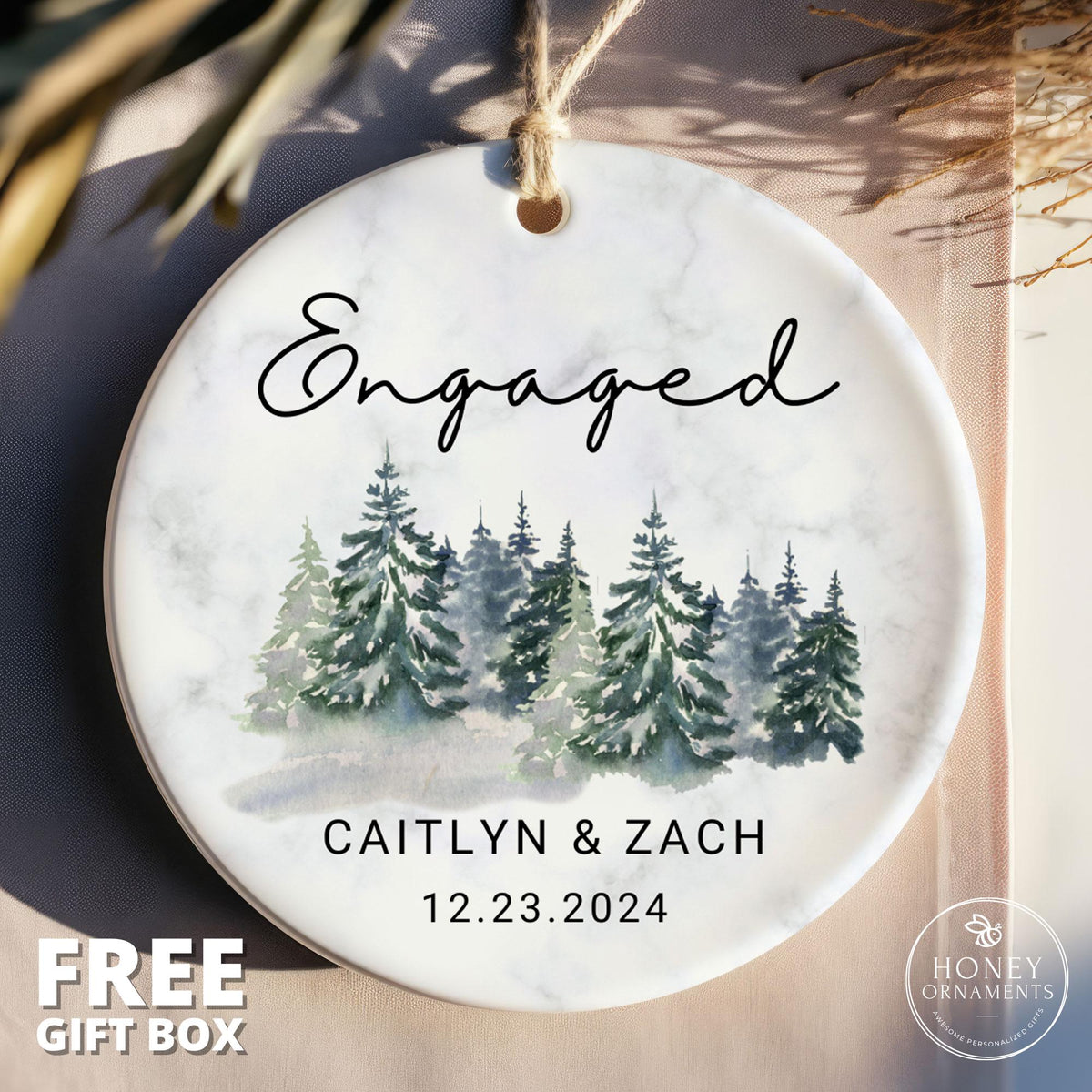 Engaged Ornament 2026, Personalized Engagement Gift - Custom Couples Christmas Ornament - First Christmas Engaged Keepsake - Engagement Gift