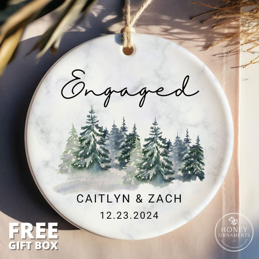 Engaged Ornament 2026, Personalized Engagement Gift - Custom Couples Christmas Ornament - First Christmas Engaged Keepsake - Engagement Gift