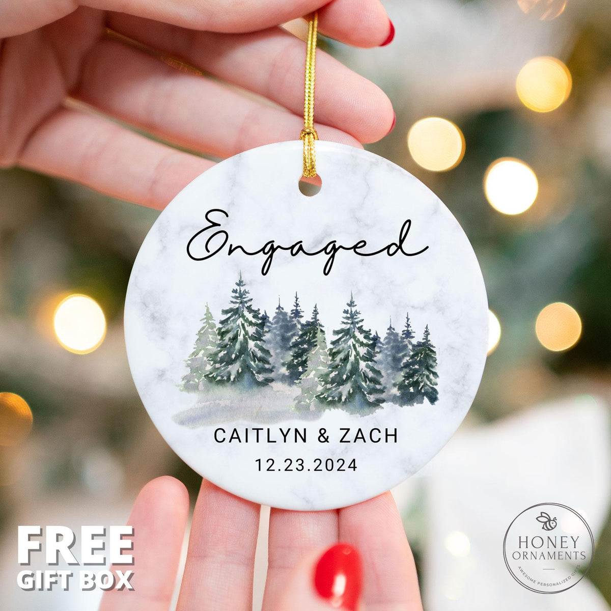 Engaged Ornament 2026, Personalized Engagement Gift - Custom Couples Christmas Ornament - First Christmas Engaged Keepsake - Engagement Gift
