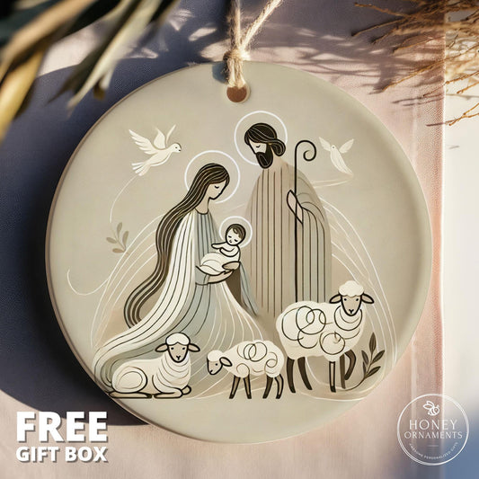 Nativity Ornament - Christmas Ornament with Baby Jesus - Religious Ornament for Christian Christmas Decor - Unique Nativity Scene Gift