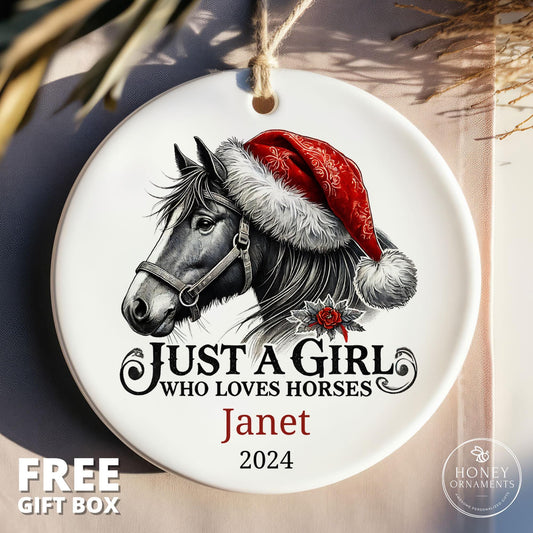 Personalized Just a Girl Who Loves Horses Ornament, Horse Lover Christmas Gift, Custom Name Horse Ornament, Horse Mom Keepsake 2026