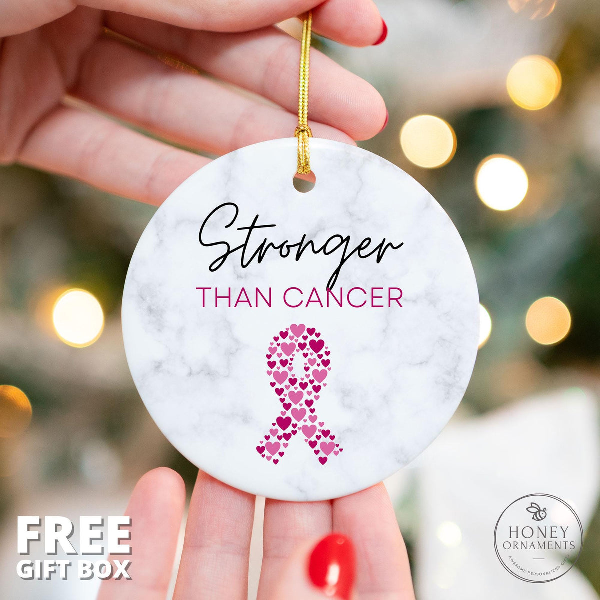 Stronger Than Cancer Ornament - Breast Cancer Survivor Gift - photo 2