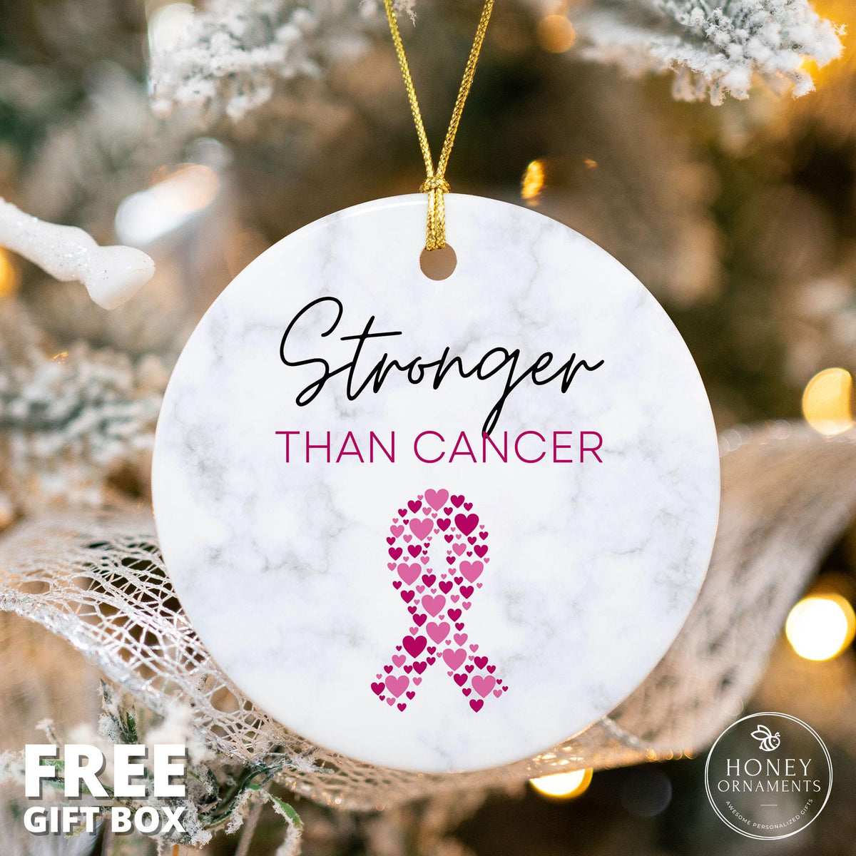 Stronger Than Cancer Ornament - Breast Cancer Survivor Gift - photo 3