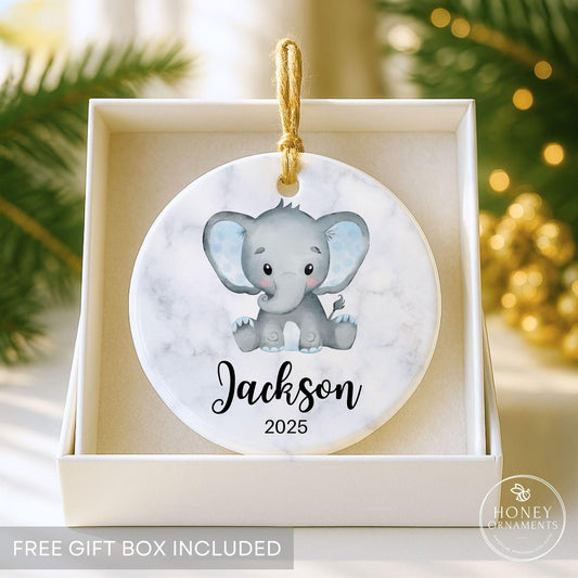 Personalized Baby’s First Christmas Ornament 2026, Custom Elephant Ornament with Name, New Baby Boy Keepsake, Baby Name Gift, Newborn Gift