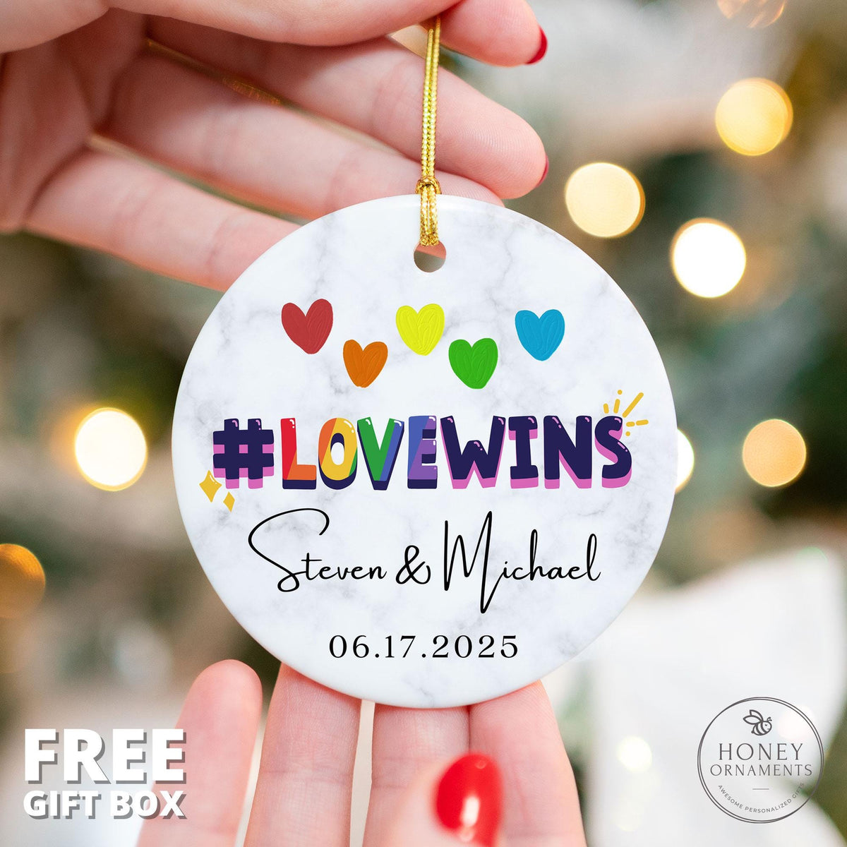 Gay Wedding Gift - Personalized Mr and Mr Ornament - photo 2