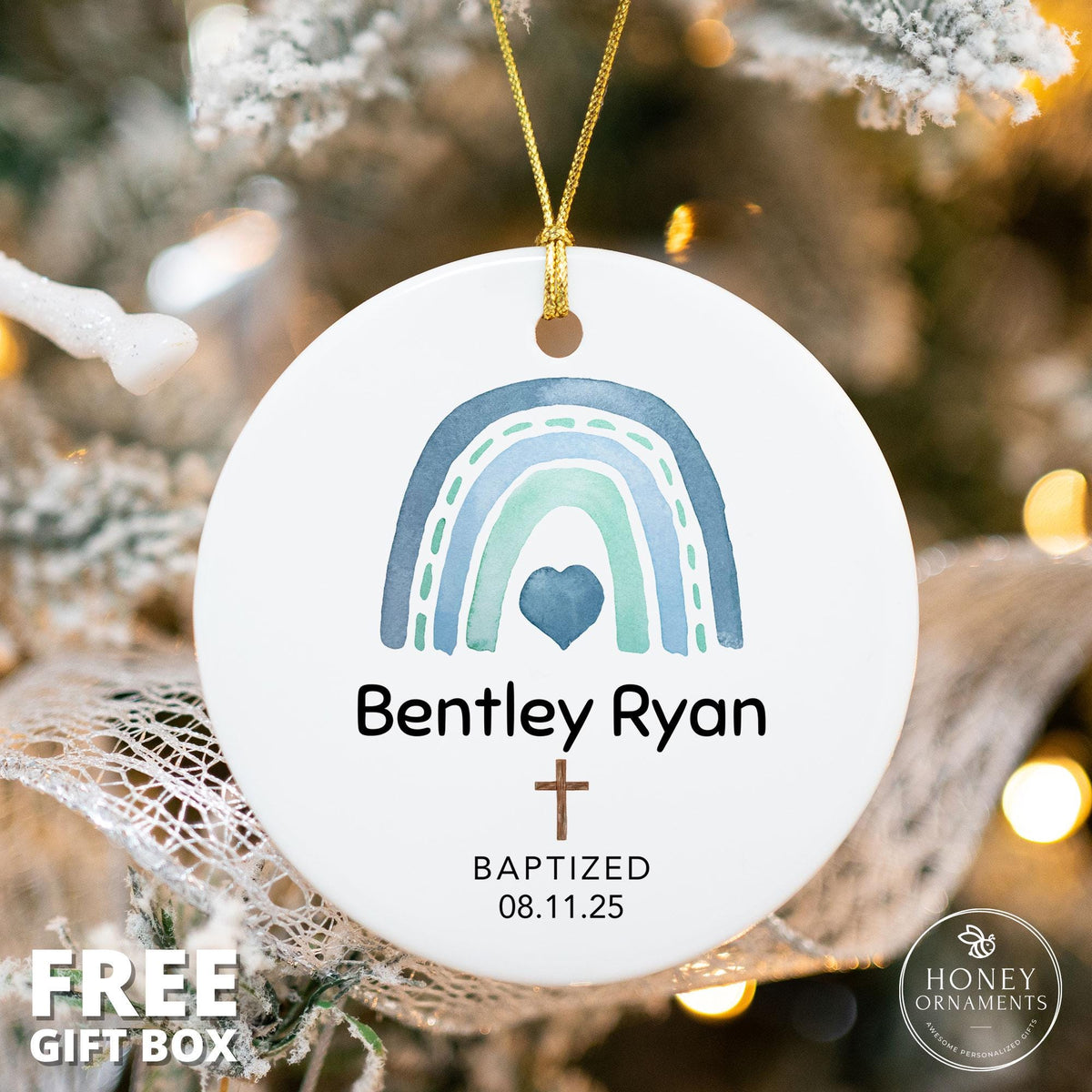 Personalized Baptism Ornament for Boy - photo 3