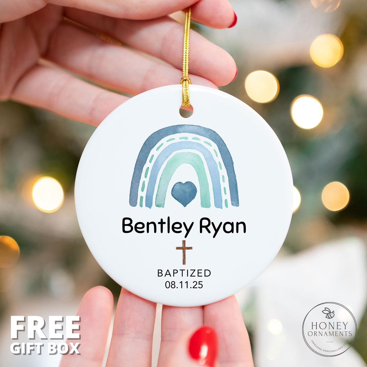 Personalized Baptism Ornament for Boy - photo 2