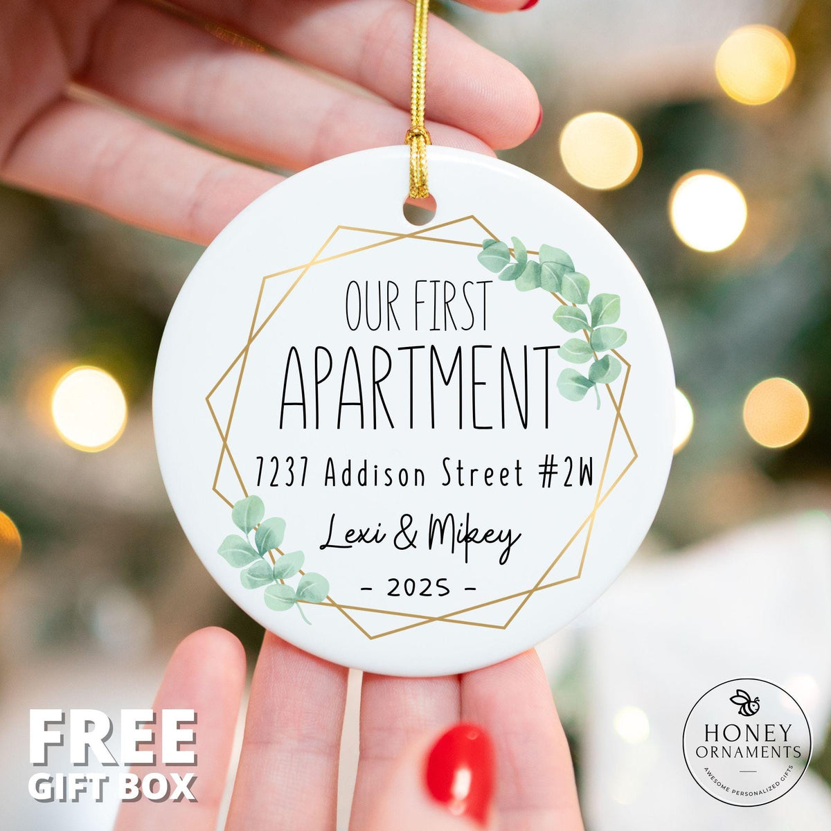 Personalized Our First Apartment Ornament 2026, Custom Address Keepsake, New Apartment Christmas Ornament, First Homeowner Gift for Couple