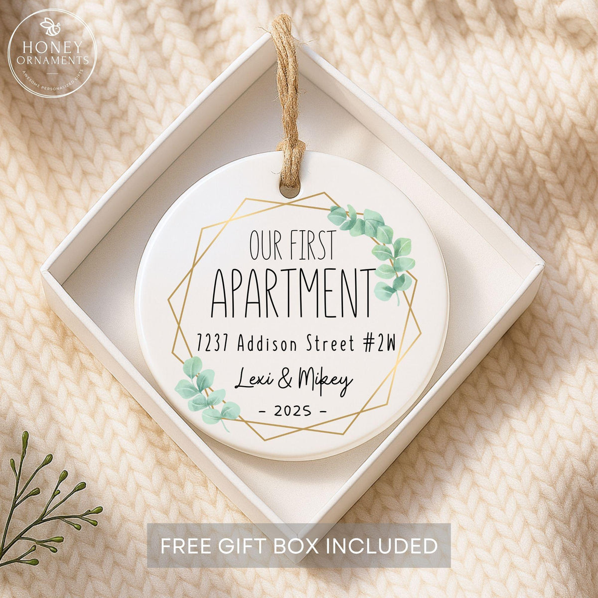 Personalized Our First Apartment Ornament 2026, Custom Address Keepsake, New Apartment Christmas Ornament, First Homeowner Gift for Couple