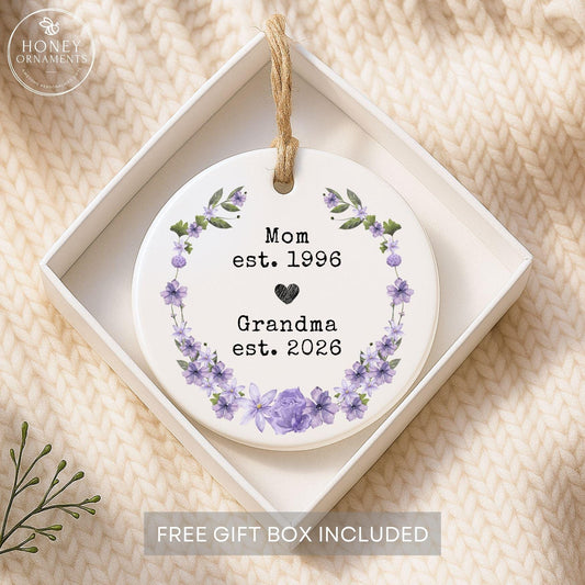 Personalized Grandma Ornament 2026, Custom Pregnancy Announcement Gift, Promoted to Grandma Christmas Ornament, New Grandma Keepsake Present