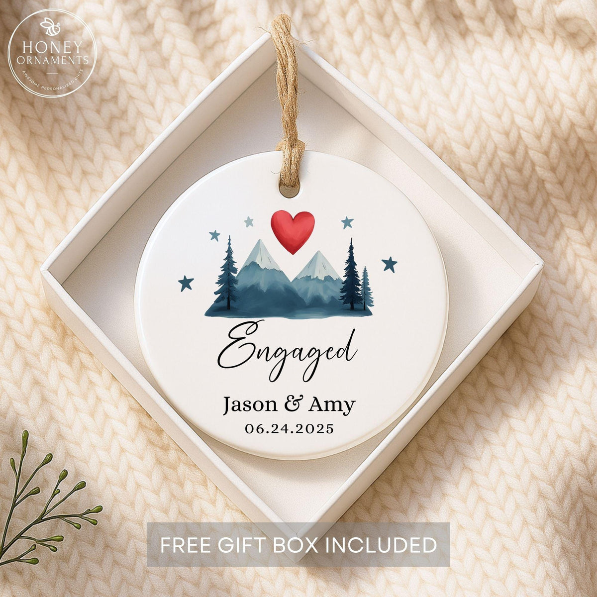 Engaged Ornament 2026 Personalized Engagement Gift Custom