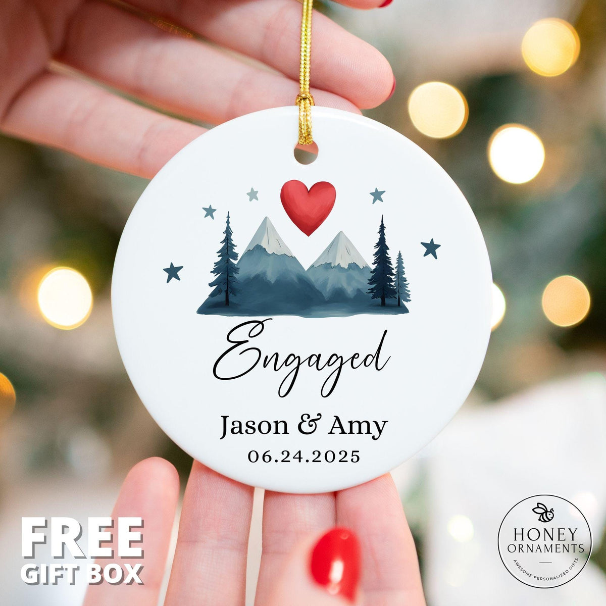Engaged Ornament 2026 Personalized Engagement Gift Custom - photo 2