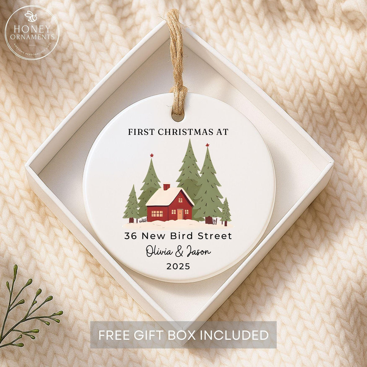 Personalized New Home Ornament 2026 First Christmas at Address Housewarming Gift Custom New House Christmas Keepsake Realtor Closing Gift
