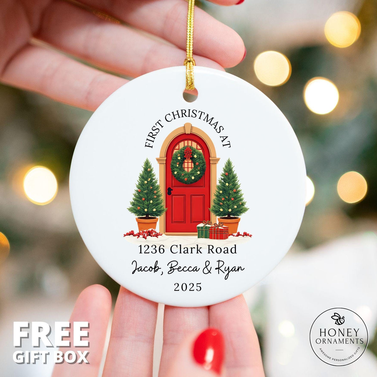 First Home Christmas Ornament Personalized Housewarming Gift Custom New Home Keepsake Holiday Decoration Realtor Closing Gift for Family