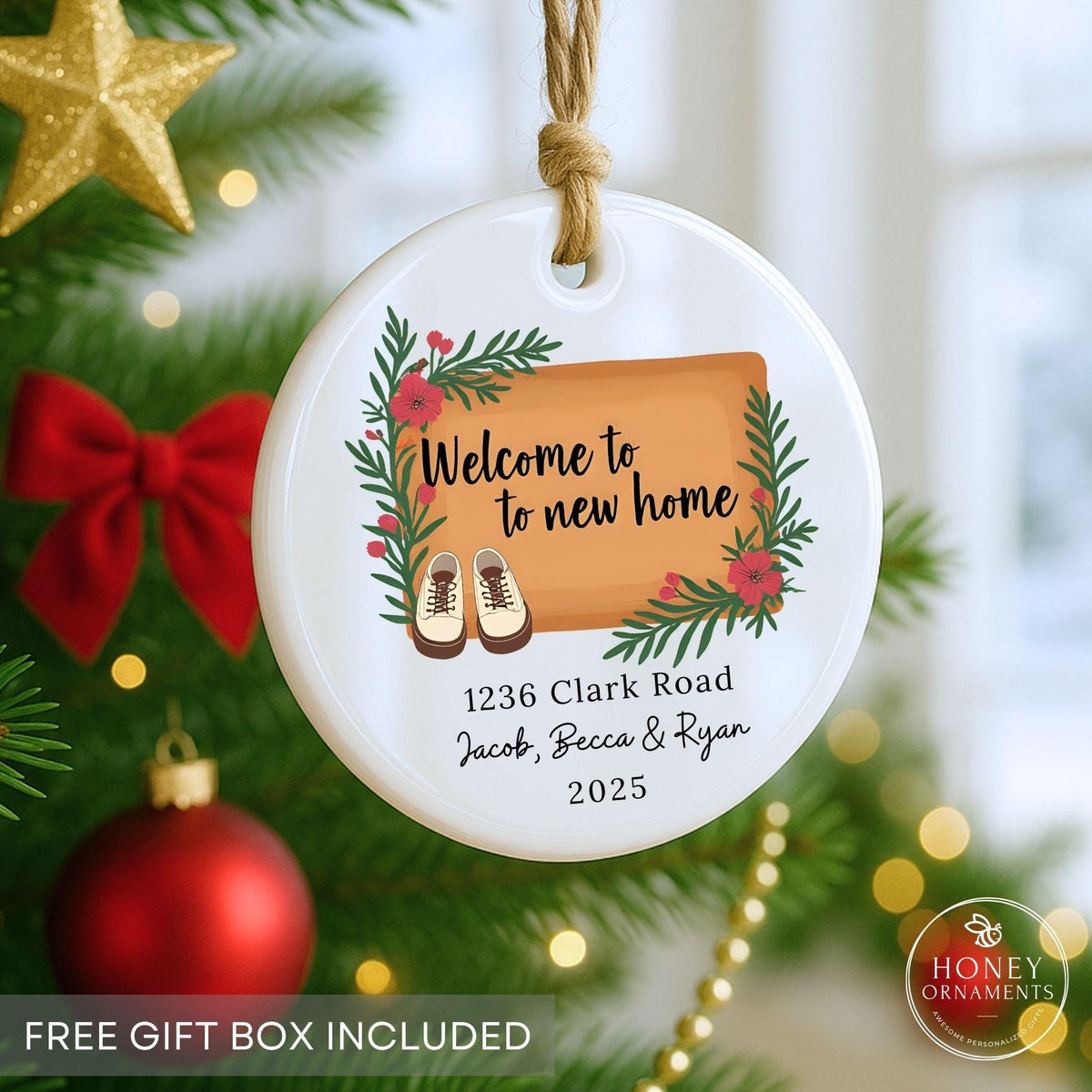 Our First Home Ornament Personalized 2026 New Housewarming Gift Custom Address Keepsake First Christmas in New Home Ornament for Family
