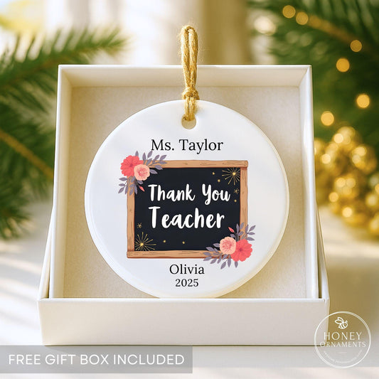 Thank You Teacher Ornament Personalized Teacher Appreciation Gift Custom Name Christmas Gift End of Year Teacher Retirement Thank You Gift
