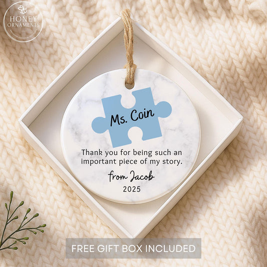 Personalized Teacher Thank You Ornament Custom Teacher Appreciation Gift, End of Year Keepsake Holiday Gift for Teacher Christmas Decoration