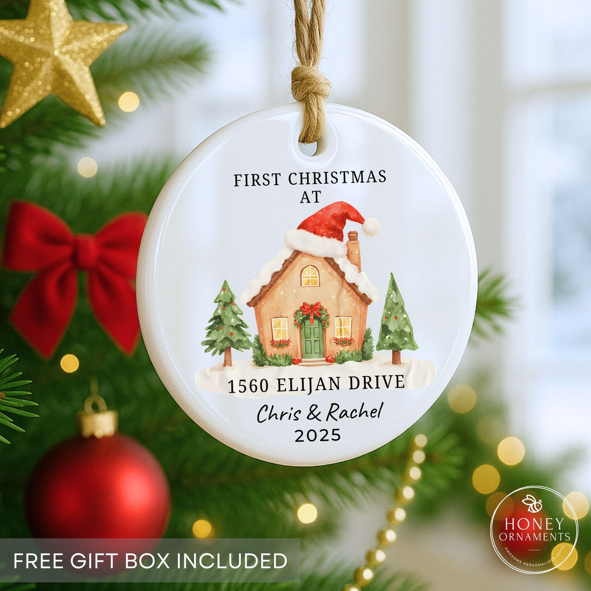 Personalized New Home Ornament 2026, First Christmas Housewarming Gift, Custom Address Keepsake, New Homeowner Christmas Ornament Decor