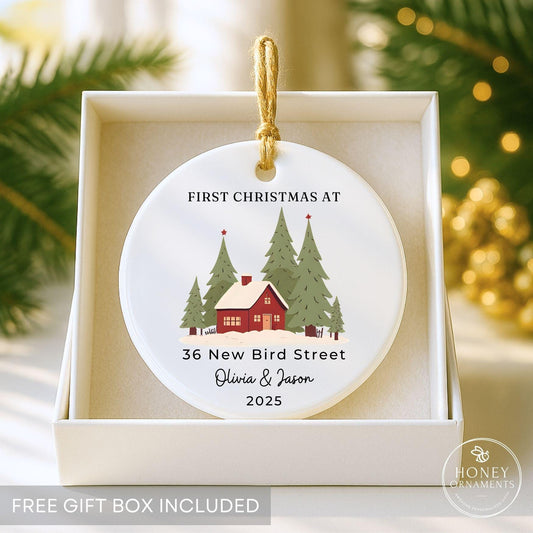 Personalized New Home Ornament 2026 First Christmas at Address Housewarming Gift Custom New House Christmas Keepsake Realtor Closing Gift