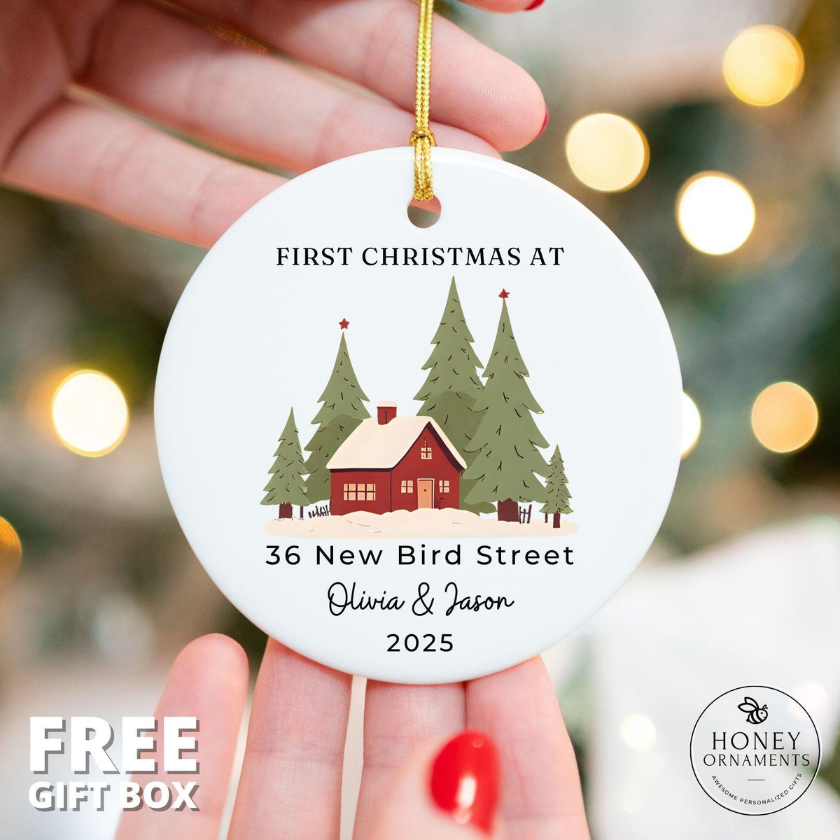 Personalized New Home Ornament 2026 First Christmas at Address Housewarming Gift Custom New House Christmas Keepsake Realtor Closing Gift