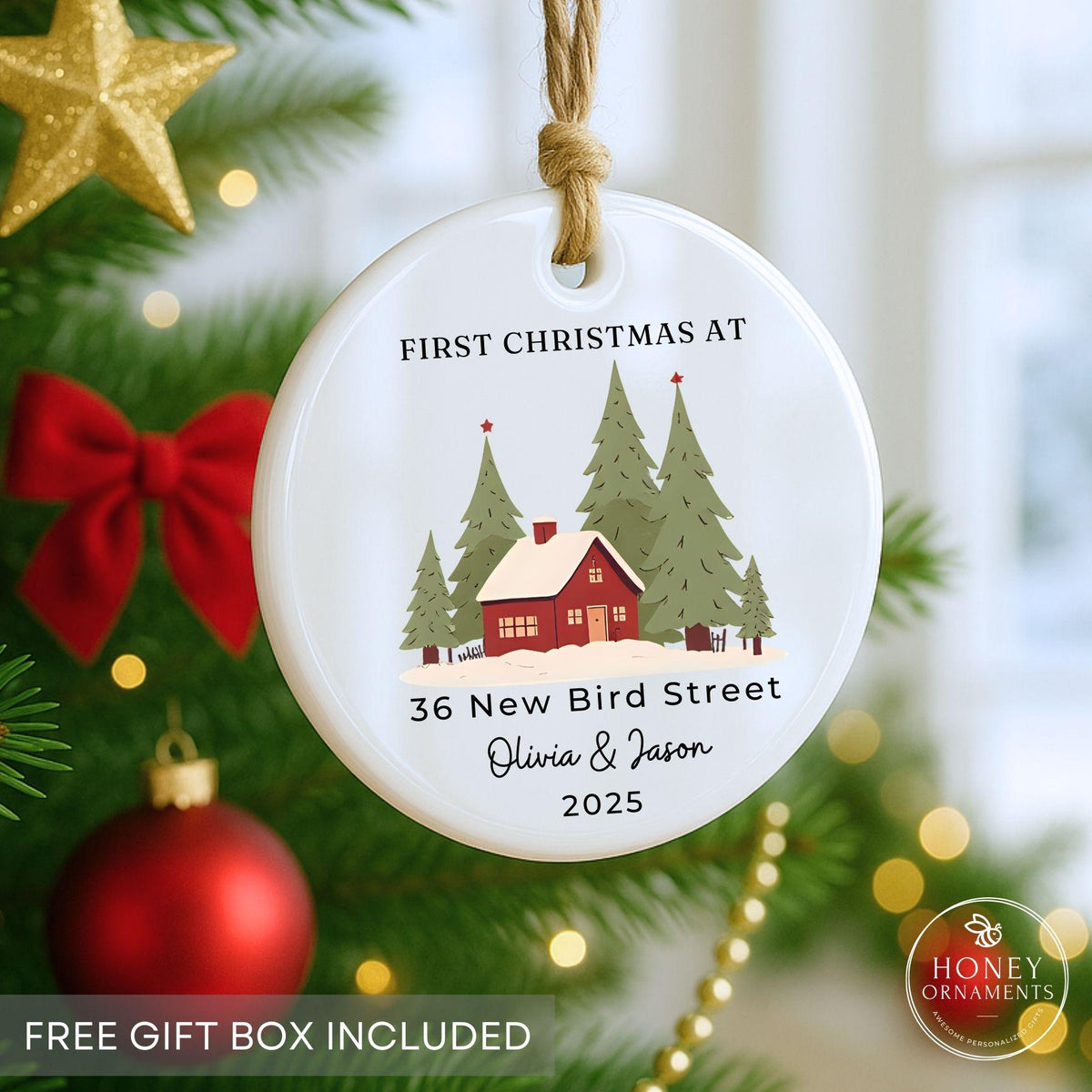 Personalized New Home Ornament 2026 First Christmas at Address Housewarming Gift Custom New House Christmas Keepsake Realtor Closing Gift