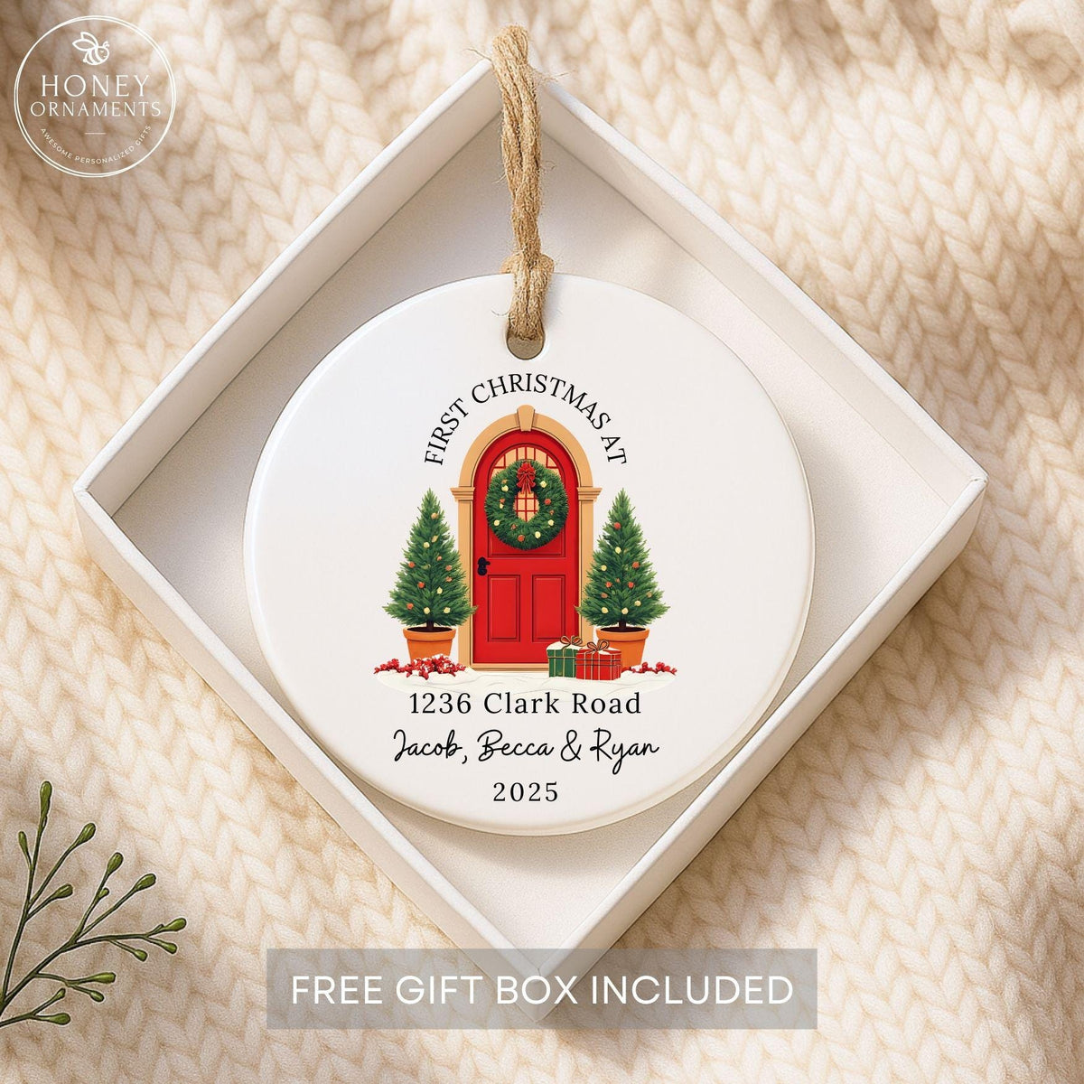 First Home Christmas Ornament Personalized Housewarming Gift Custom New Home Keepsake Holiday Decoration Realtor Closing Gift for Family