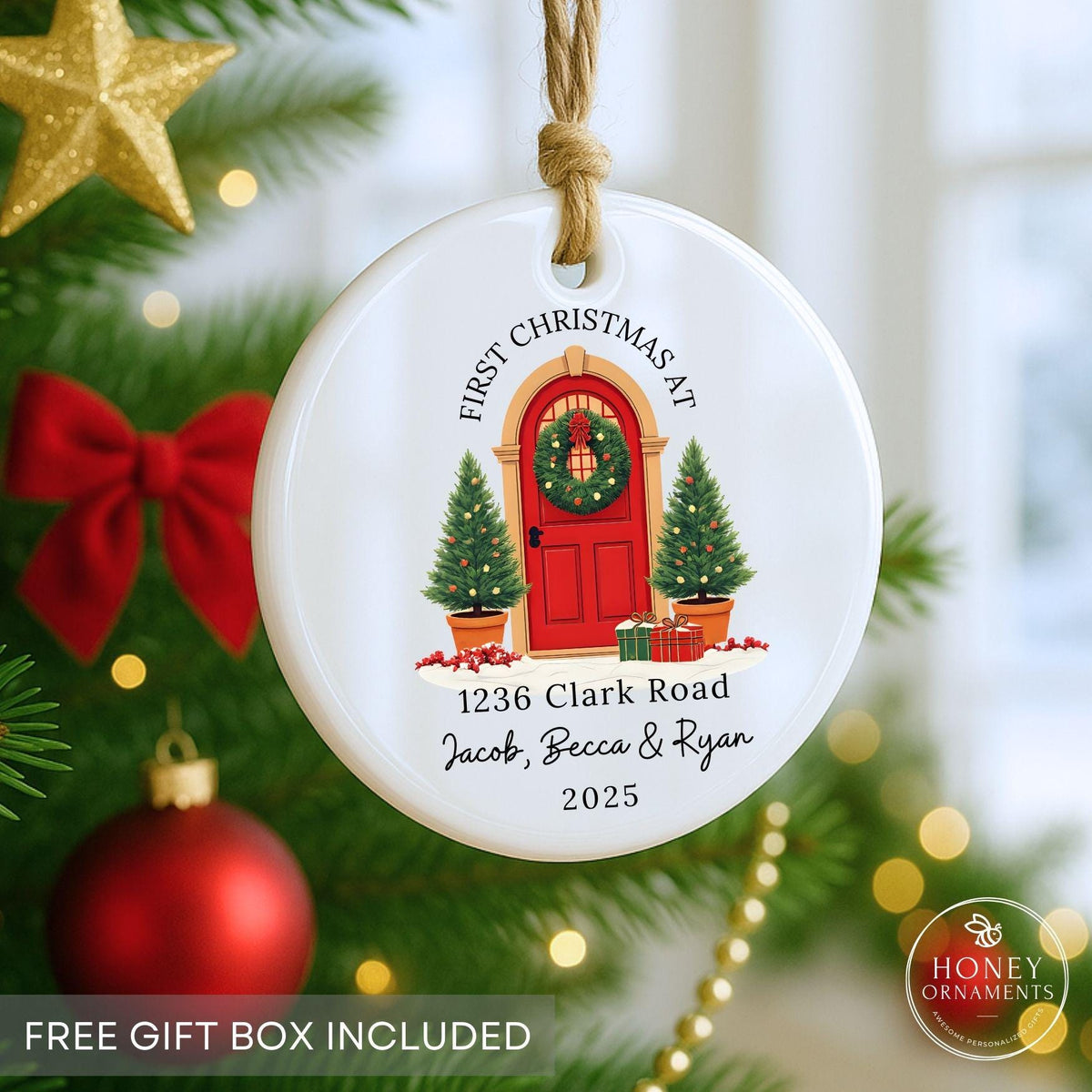First Home Christmas Ornament Personalized Housewarming Gift Custom New Home Keepsake Holiday Decoration Realtor Closing Gift for Family