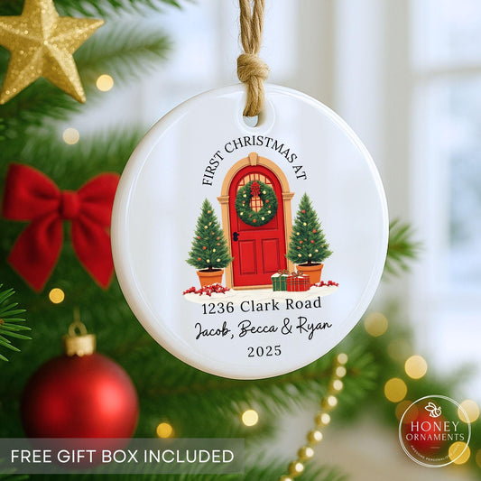 First Home Christmas Ornament Personalized Housewarming Gift Custom New Home Keepsake Holiday Decoration Realtor Closing Gift for Family