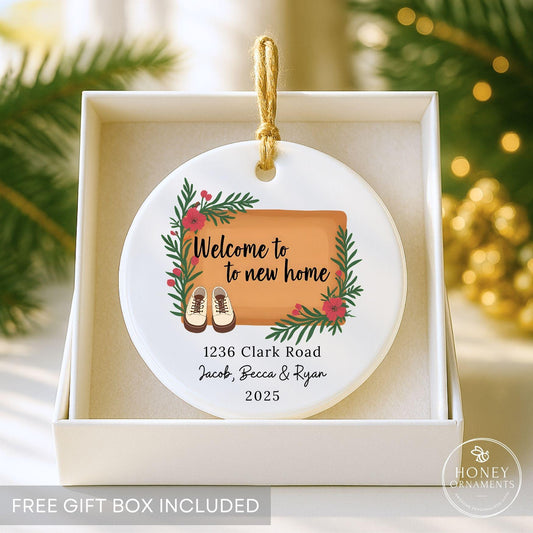 Our First Home Ornament Personalized 2026 New Housewarming Gift Custom Address Keepsake First Christmas in New Home Ornament for Family