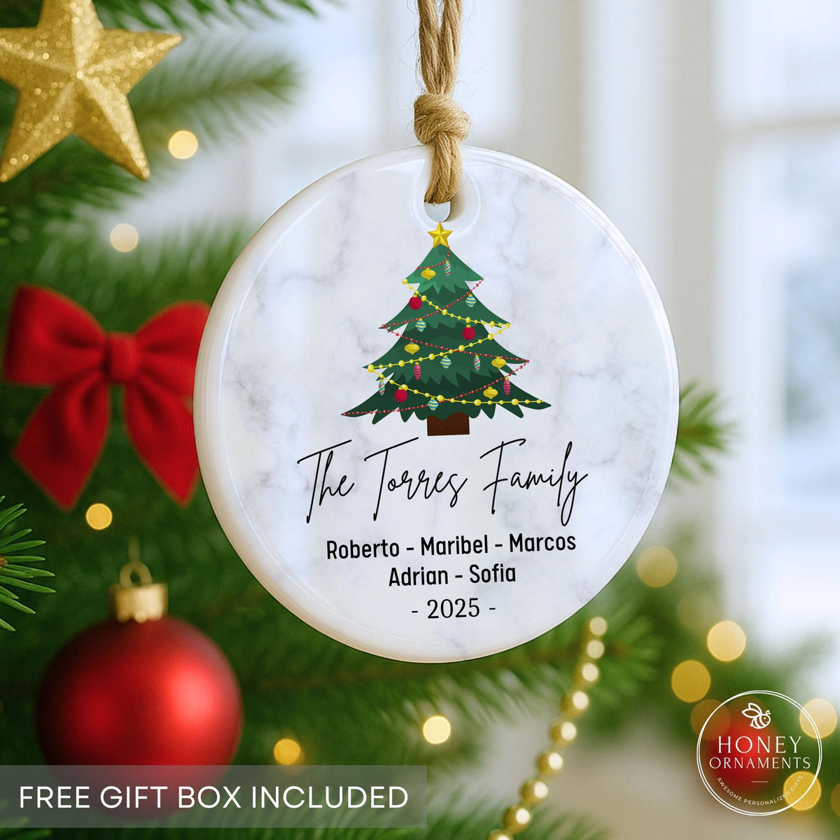 Family Christmas Ornament with Names, Personalized 2026 Xmas Ornament, Custom Holiday Ornament, Christmas gift, Family Keepsake