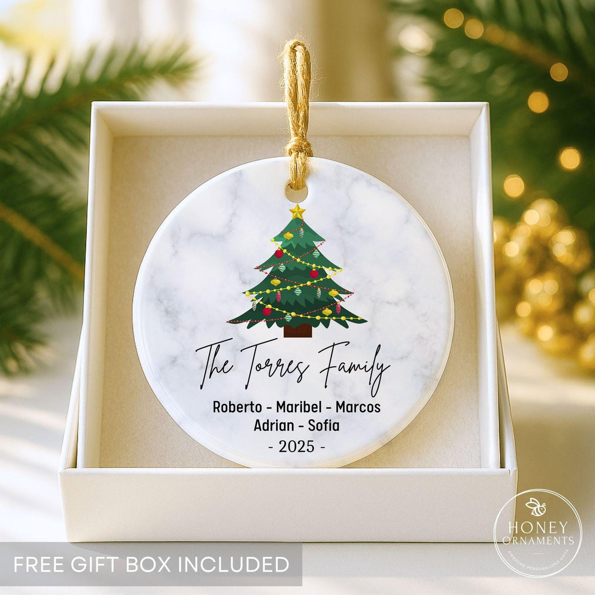 Family Christmas Ornament with Names, Personalized 2026 Xmas Ornament, Custom Holiday Ornament, Christmas gift, Family Keepsake