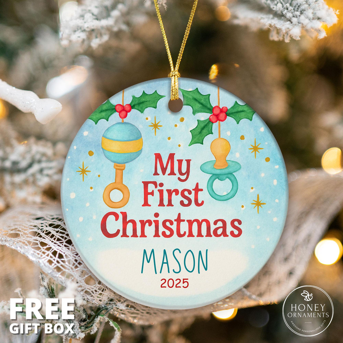 Personalized Baby Boy’s First Christmas Ornament 2026 - photo 3