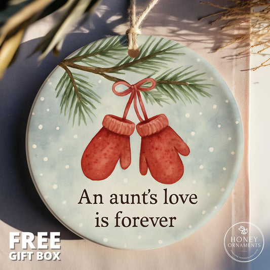 Aunt Christmas Ornament Gift – Holiday Keepsake with Quote An Aunt’s Love Is Forever – Family Tree Decoration for Aunt or Auntie