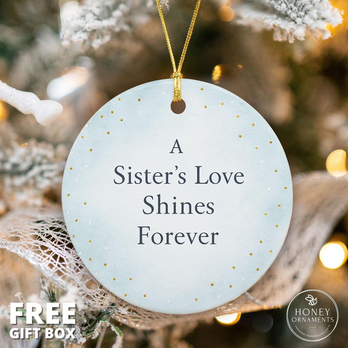 Sister Christmas Ornament – Sentimental Ceramic Keepsake with Gift Box