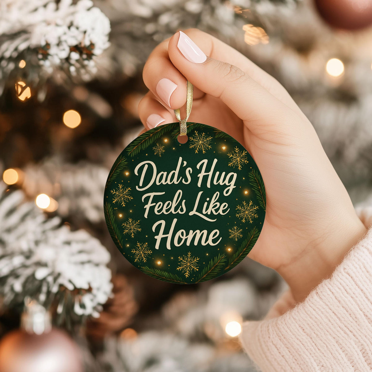 Dad's Hug Ceramic Christmas Ornament - Gift for Dad