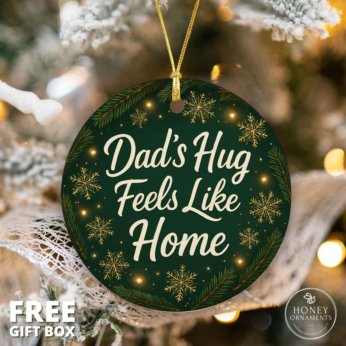Dad's Hug Ceramic Christmas Ornament - Gift for Dad