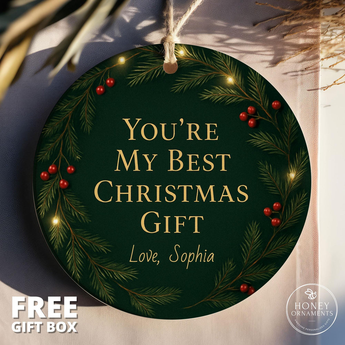 Personalized Husband Christmas Ornament, Custom Holiday Gift for Husband, Romantic Xmas Tree Keepsake Decoration for Him, Husband Xmas Gift