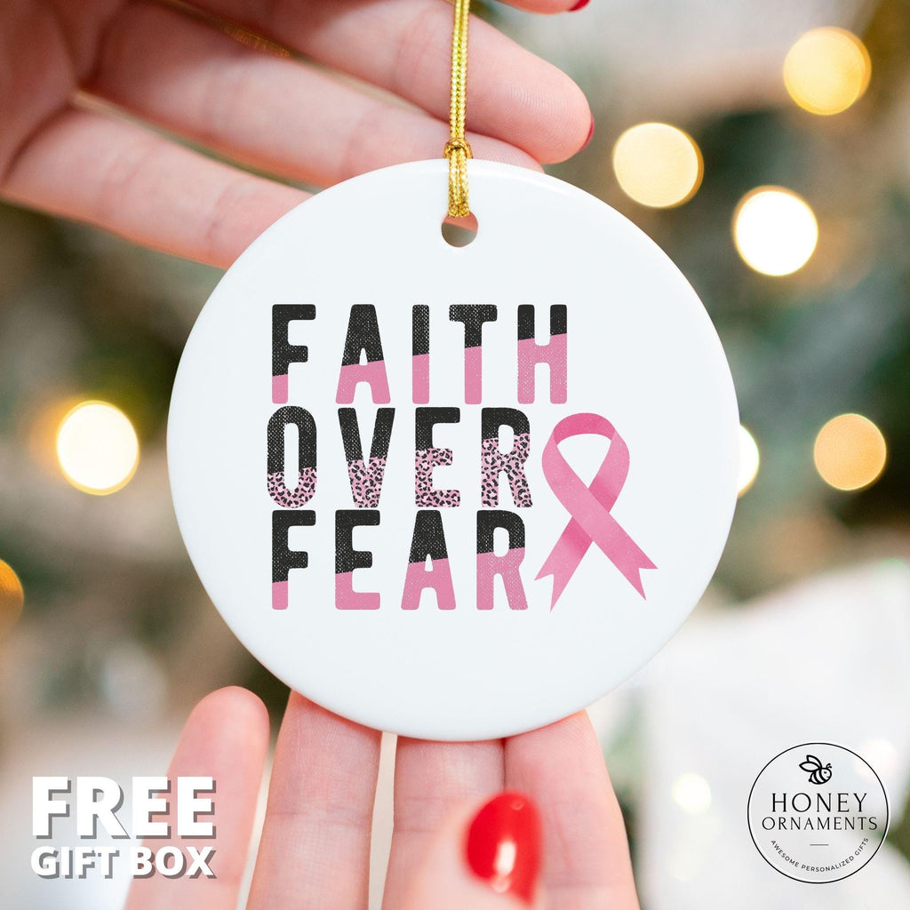 Faith Over Fear Breast Cancer Awareness Ornament - photo 2