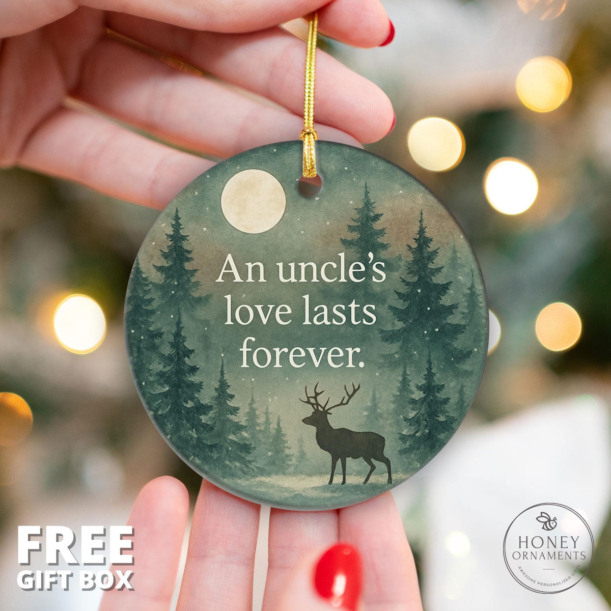 Uncle Christmas Ornament Gift – Holiday Keepsake with Quote - An Uncle’s Love Lasts Forever – Family Tree Decoration for Beloved Uncle