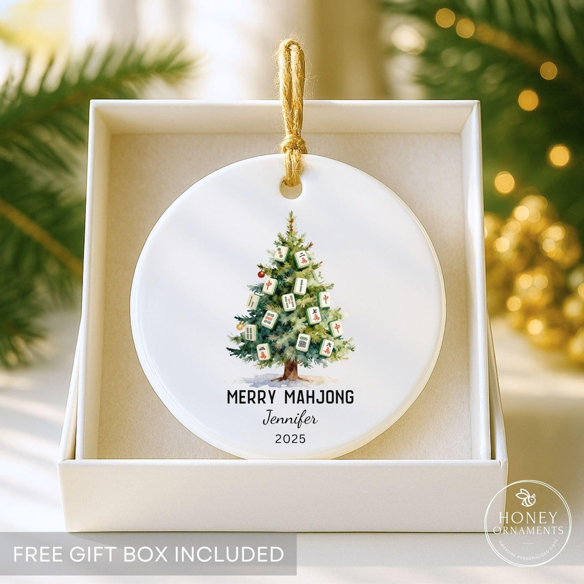 Merry Mahjong Ornament Personalized Mahjong Christmas Tree Ornament Mahjong Lover Gift Ceramic Mahj Holiday Decor Game Night Keepsake