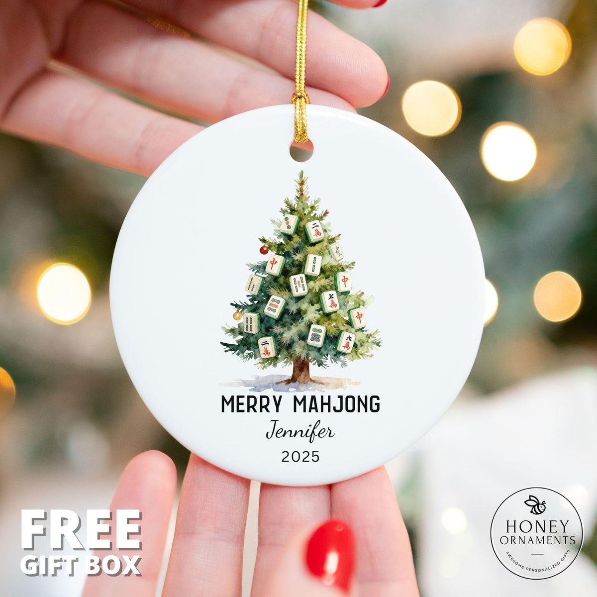 Merry Mahjong Ornament Personalized Mahjong Christmas Tree Ornament Mahjong Lover Gift Ceramic Mahj Holiday Decor Game Night Keepsake