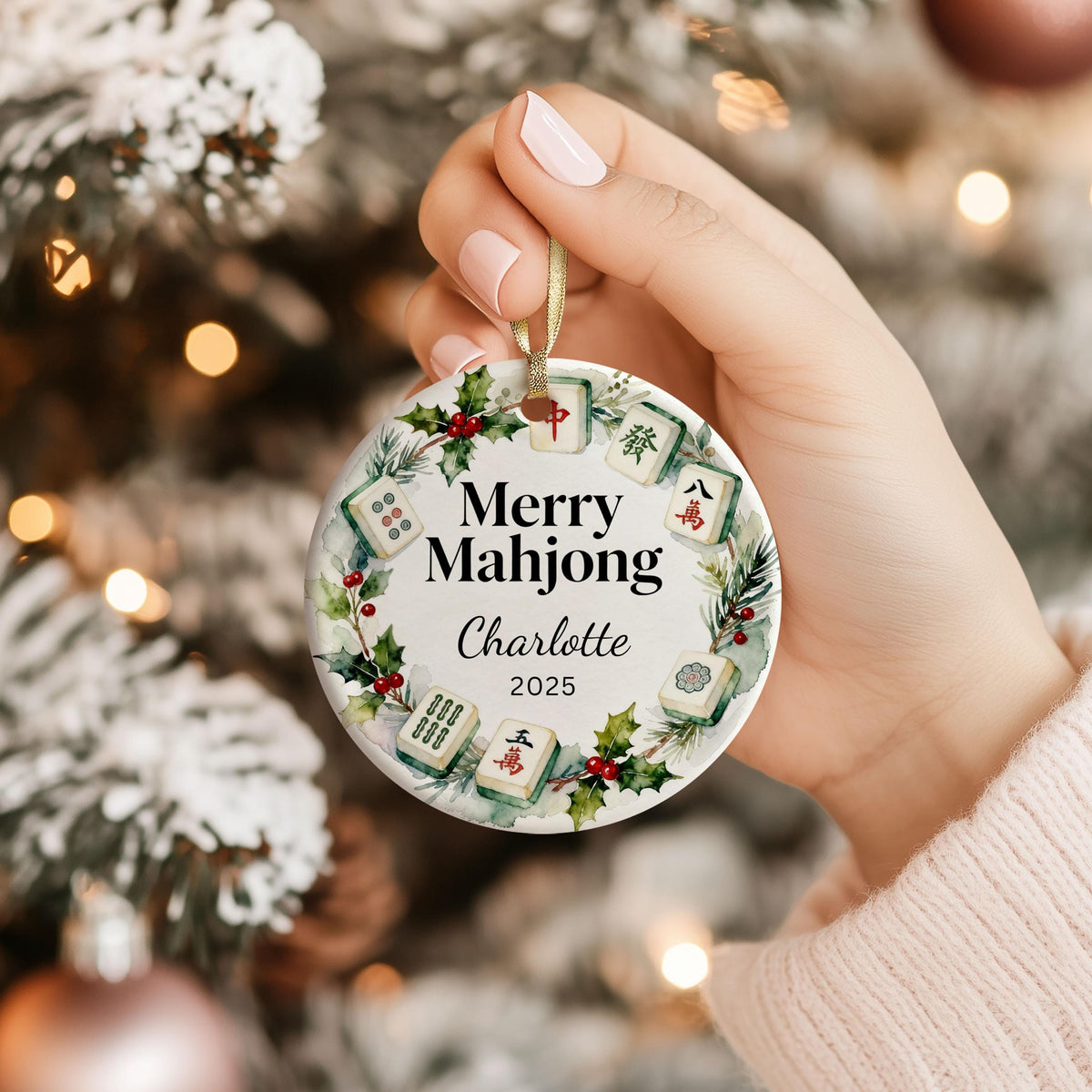 Merry Mahjong Ornament – Personalized Mahjong Christmas - photo 3