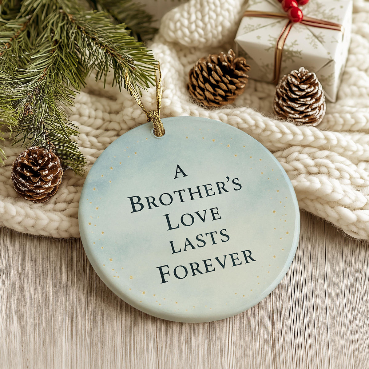 Brother Christmas Ornament – Holiday Gift for Brother with Quote A Brother’s Love Lasts Forever – Meaningful Keepsake Decoration
