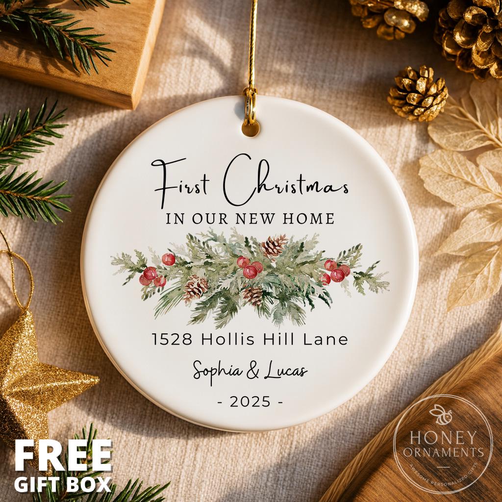First Christmas in New Home Ornament 2026, Personalized New House Christmas Ornament, New Homeowner Housewarming Gift, First Home Keepsake
