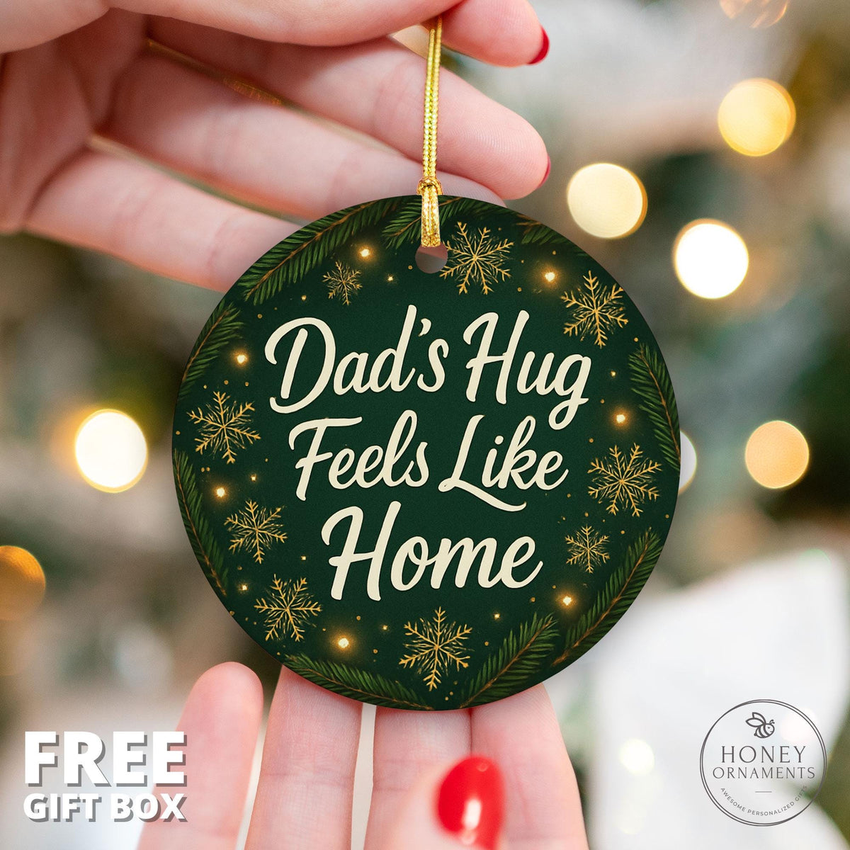 Dad's Hug Ceramic Christmas Ornament - Gift for Dad